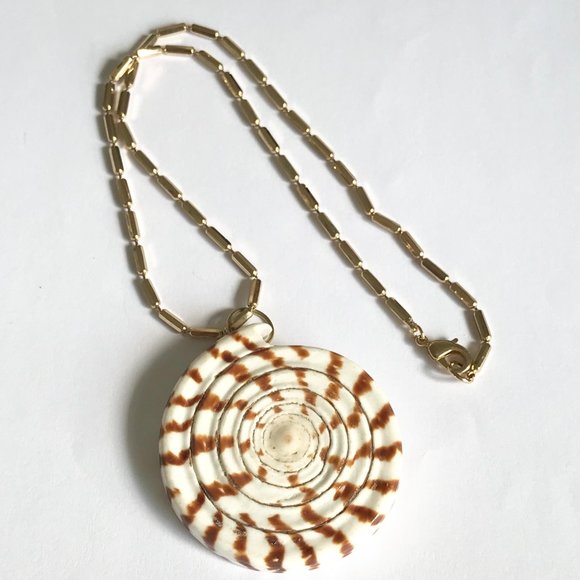 Natural Shell Shiva Nautilus Pendant Necklace Choker Mermaid Gold Plated 15-17" - Picture 4 of 8